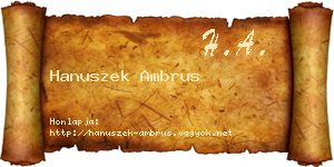 Hanuszek Ambrus névjegykártya